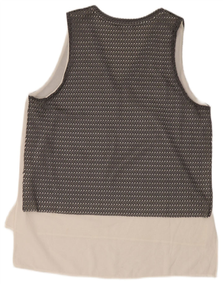 Zara Top transparente sin mangas para mujer UK 46 Bloque de color gris grande