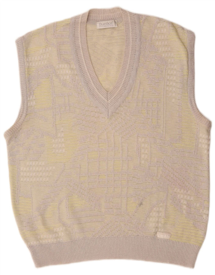 Bueckle Chaleco para hombre Camiseta sin mangas Grande Gris Geométrico