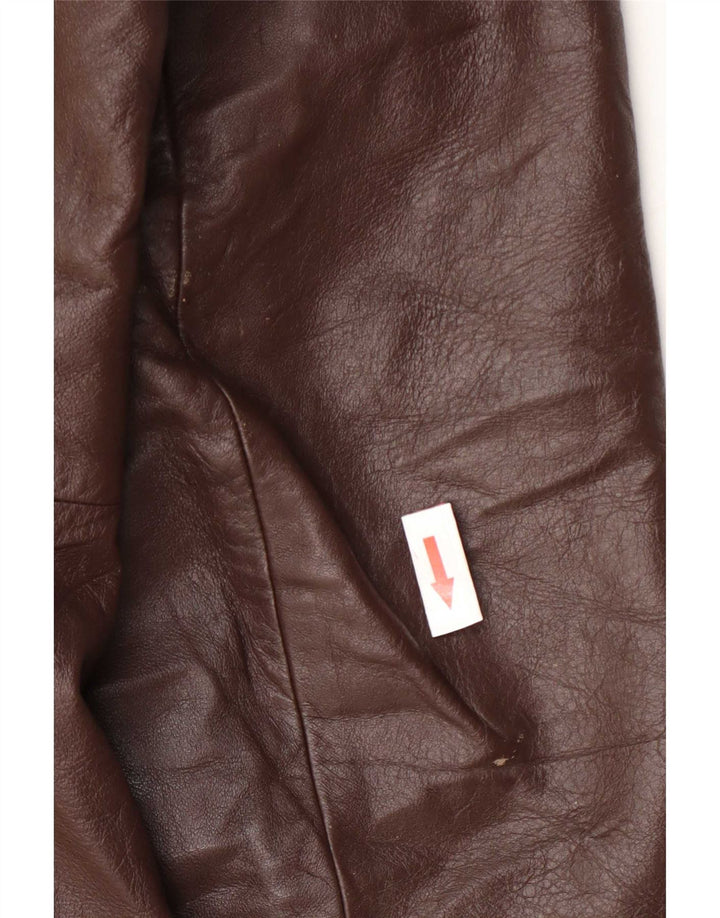 Vintage hombres doble pecho cuero abrigo Reino Unido 36 pequeño borgoña
