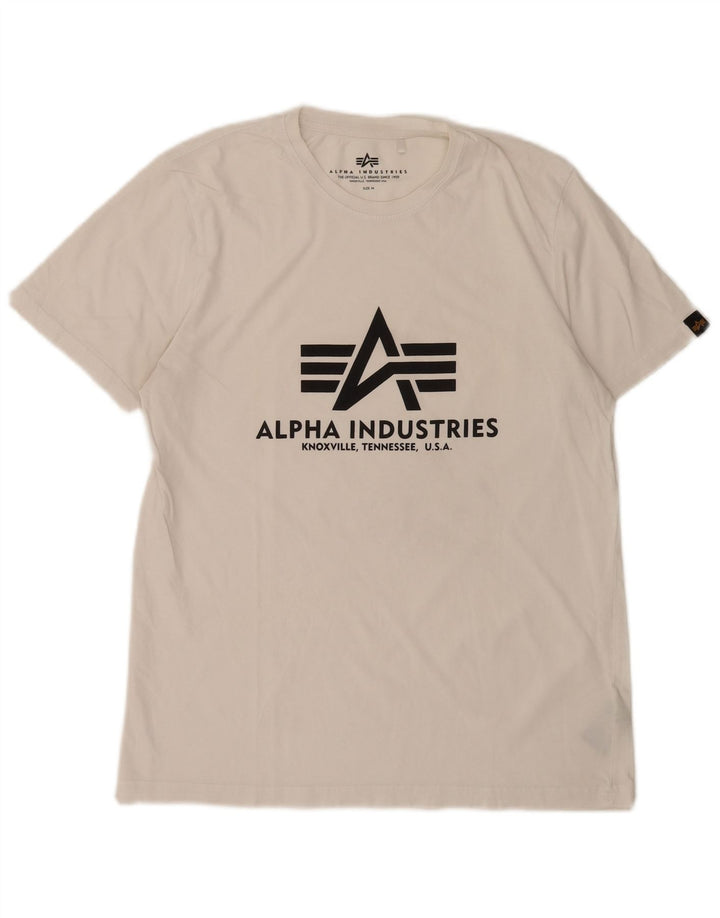Alpha Industries Camiseta gráfica para hombre Top Algodón blanco mediano