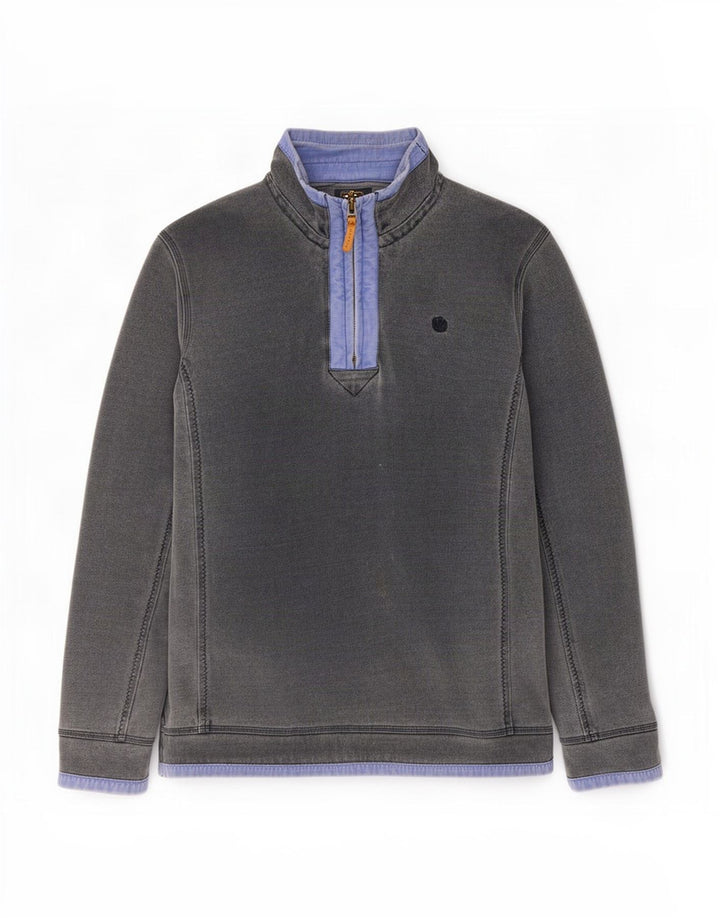 Sudadera con capucha y cuello con cremallera para hombre de Fat Face, jersey grande de algodón gris