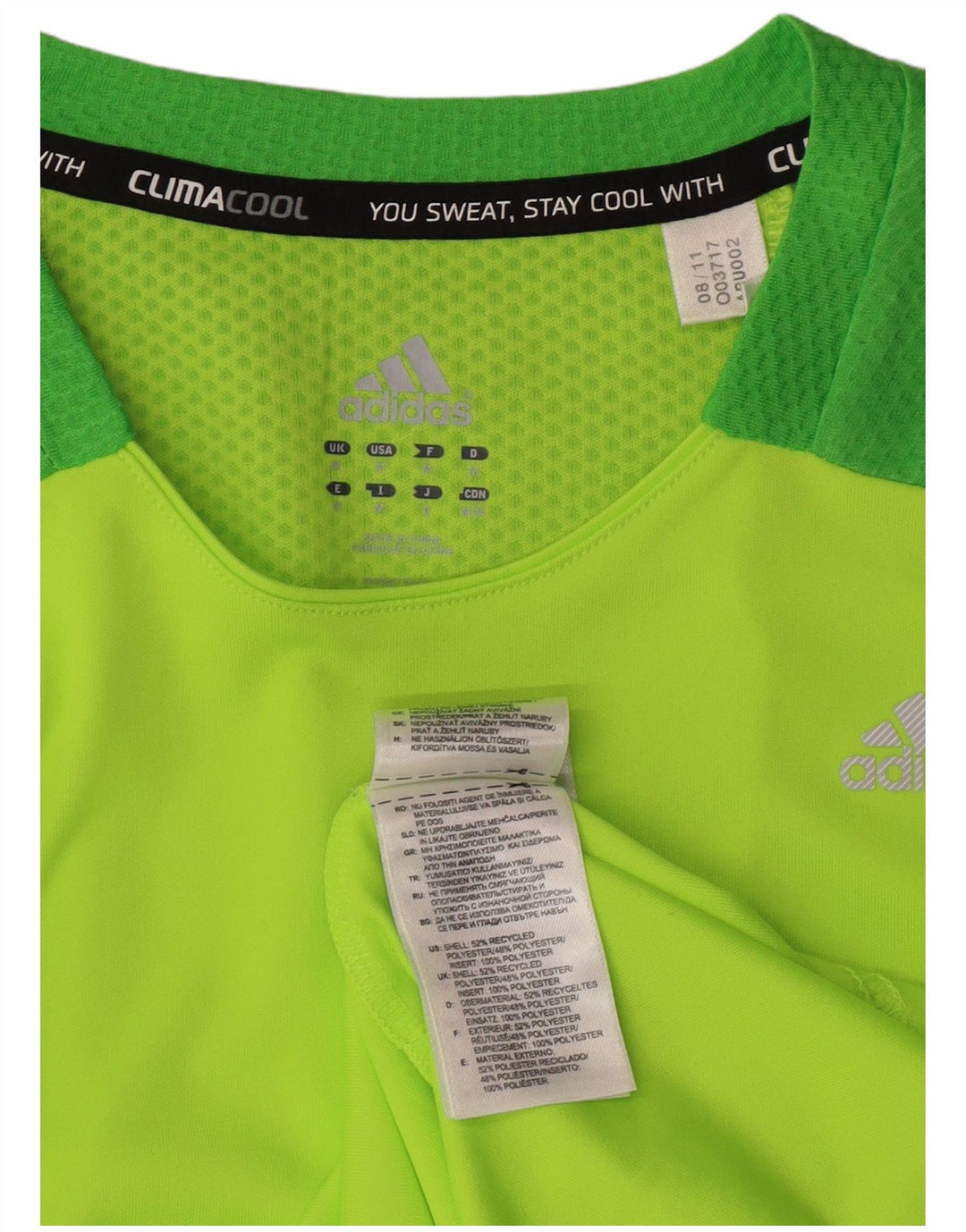 ADIDAS Hombre Regular Camiseta Verde Medio Rayas Poliéster Deportes