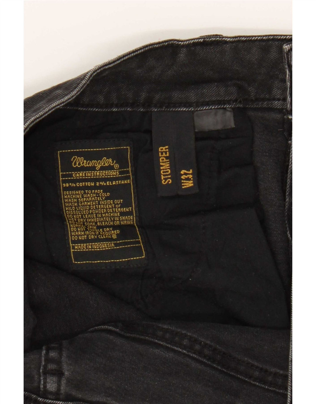 Wrangler Hombres Stompers Slim Jeans W32 L30 Algodón Negro