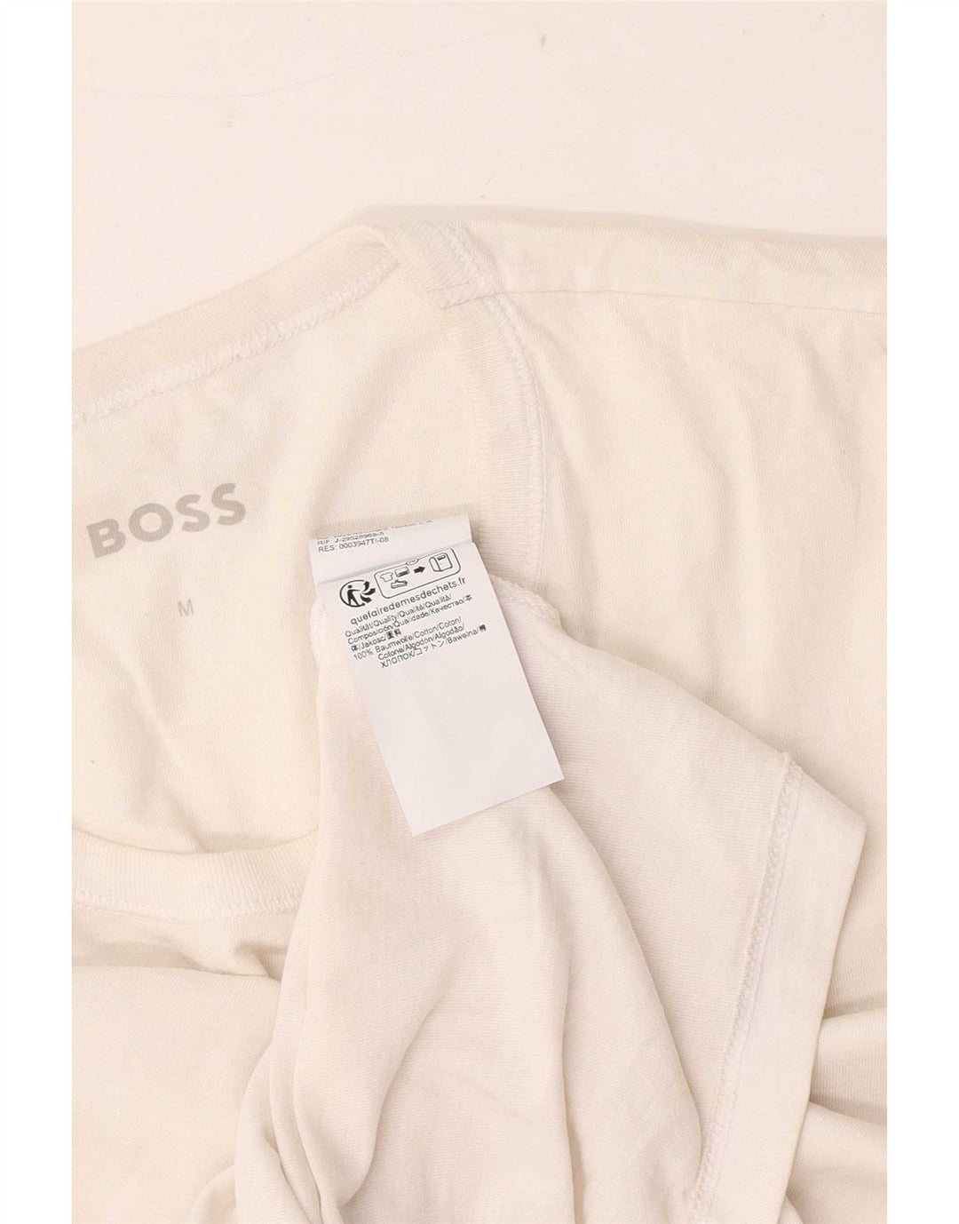 Hugo Boss Hombre Camiseta Top Small Blanco Algodón
