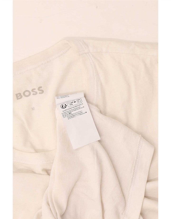 Hugo Boss Hombre Camiseta Top Small Blanco Algodón