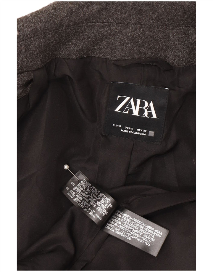 Zara Mujer Chaqueta Blazer Extragrande De Doble Botonadura UK 10 Small Gris