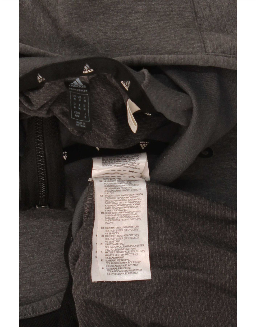 Adidas - Sudadera con capucha y cremallera para hombre, algodón gris medio