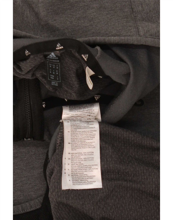 Adidas - Sudadera con capucha y cremallera para hombre, algodón gris medio