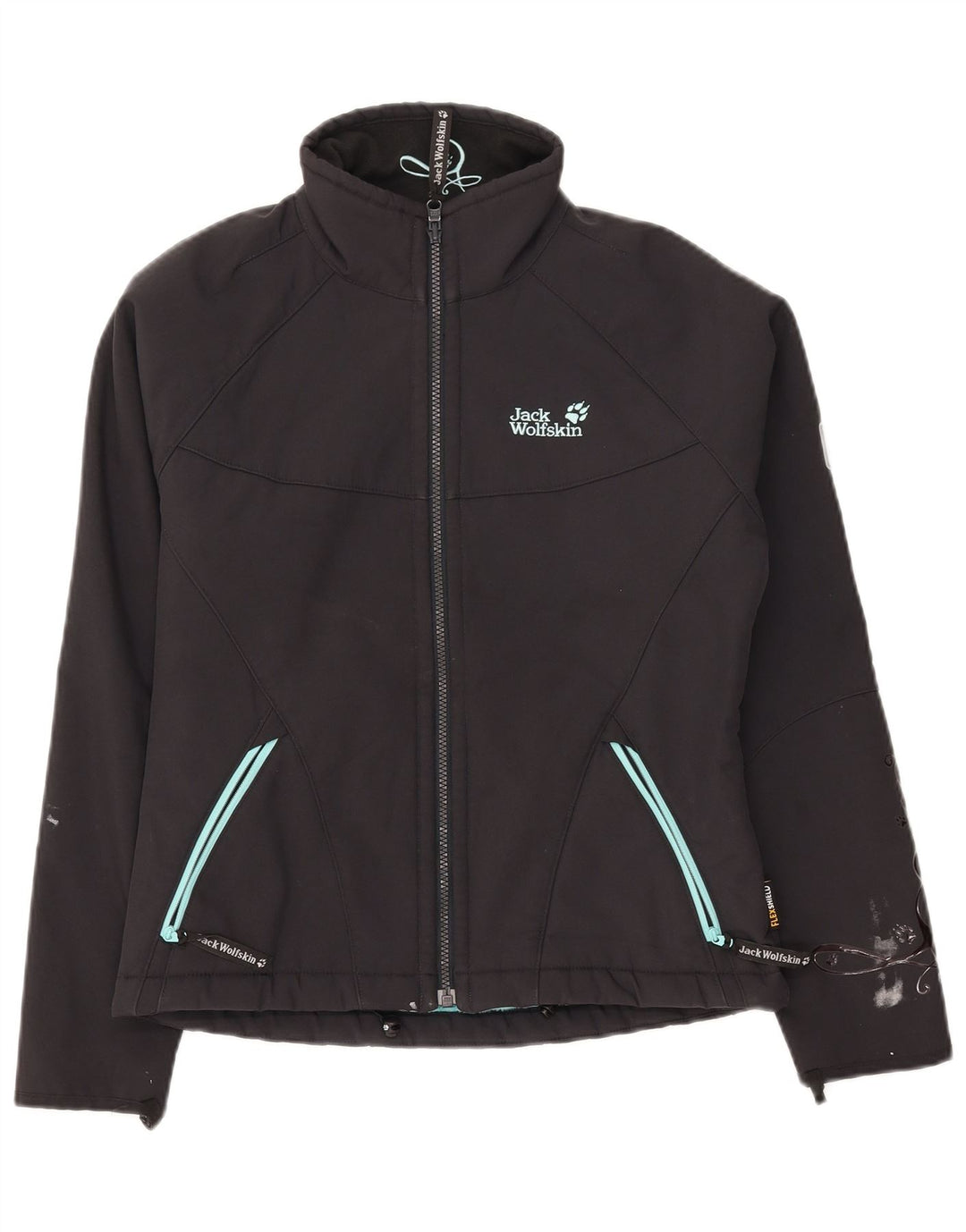 JACK WOLFSKIN Womens Graphic Windbreaker Jacket UK 10 Small Grey Polyester