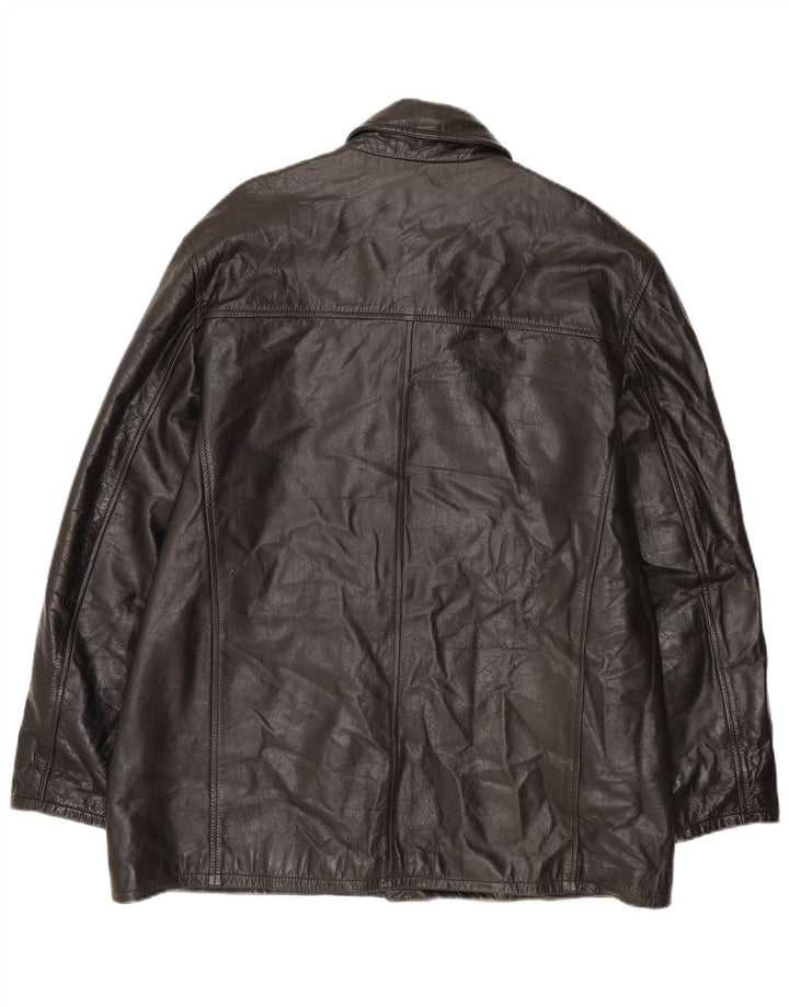 Vintage chaqueta de cuero para hombre Reino Unido 44 2XL cuero negro