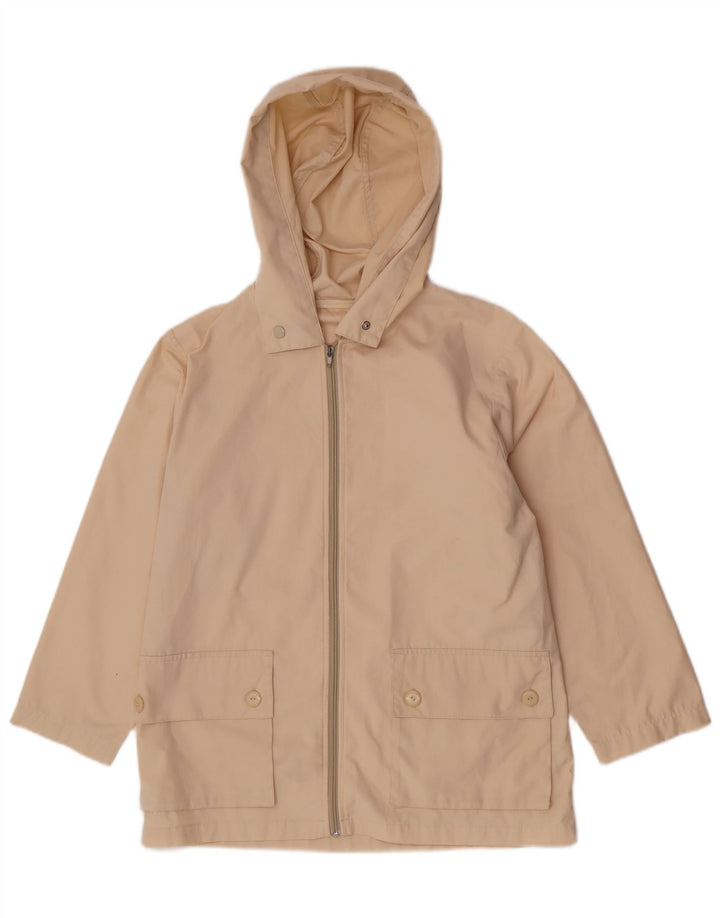 Vintage mujer con capucha chaqueta utilitaria Reino Unido 12 Medio Beige