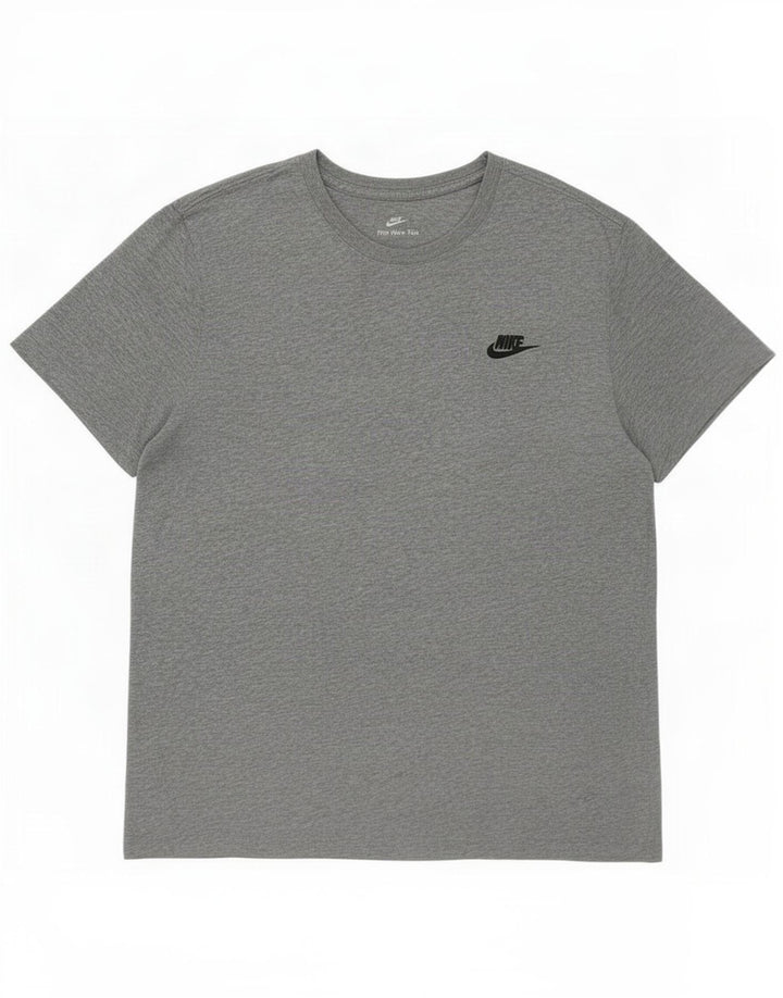 Camiseta Nike Hombre Top Grande Gris Algodón
