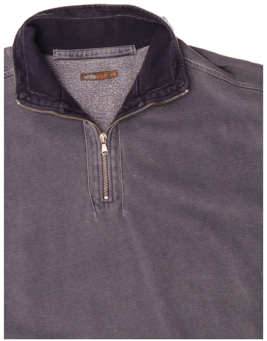 WHITE STUFF Sudadera con cuello y cremallera para hombre Jersey 2XL Algodón azul marino