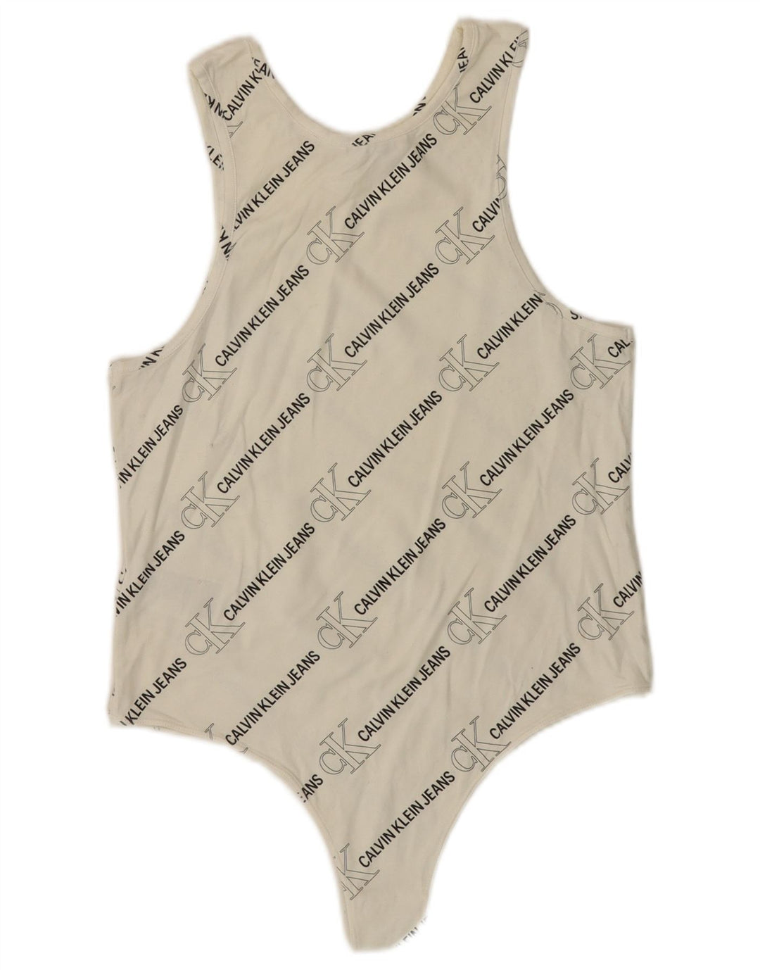 CALVIN KLEIN JEANS Body gráfico sin mangas para mujer UK 44 Grande Blanco