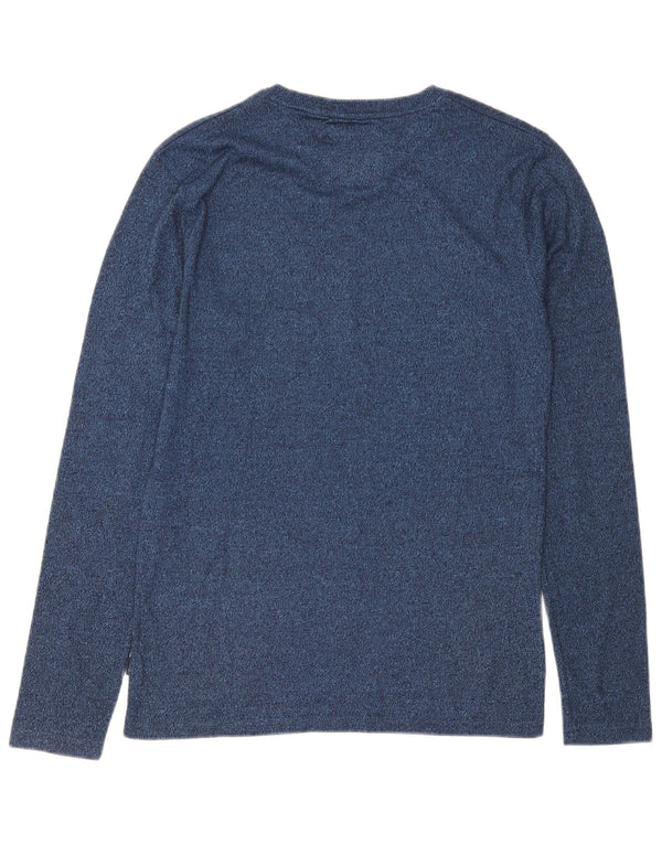 Superdry Hombre Top gráfico de manga larga de algodón moteado en azul pequeño