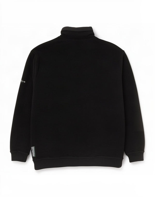 Chervo Mens Zip Neck Loose Fit Sweatshirt Jumper UK 32 2XS Black Polyamide