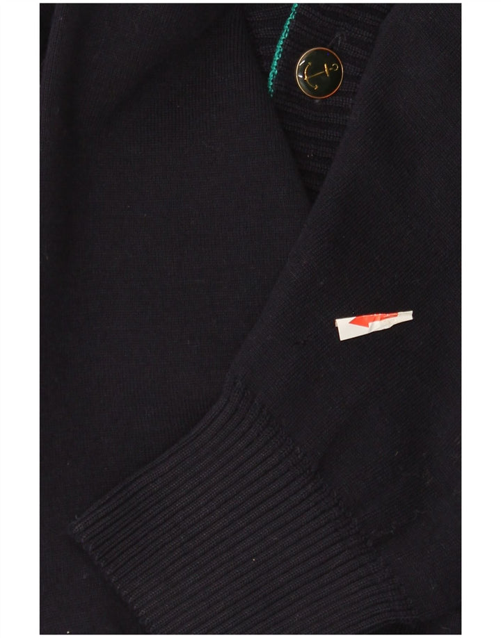 Blue Drake - Cárdigan para hombre, talla grande, lana azul marino