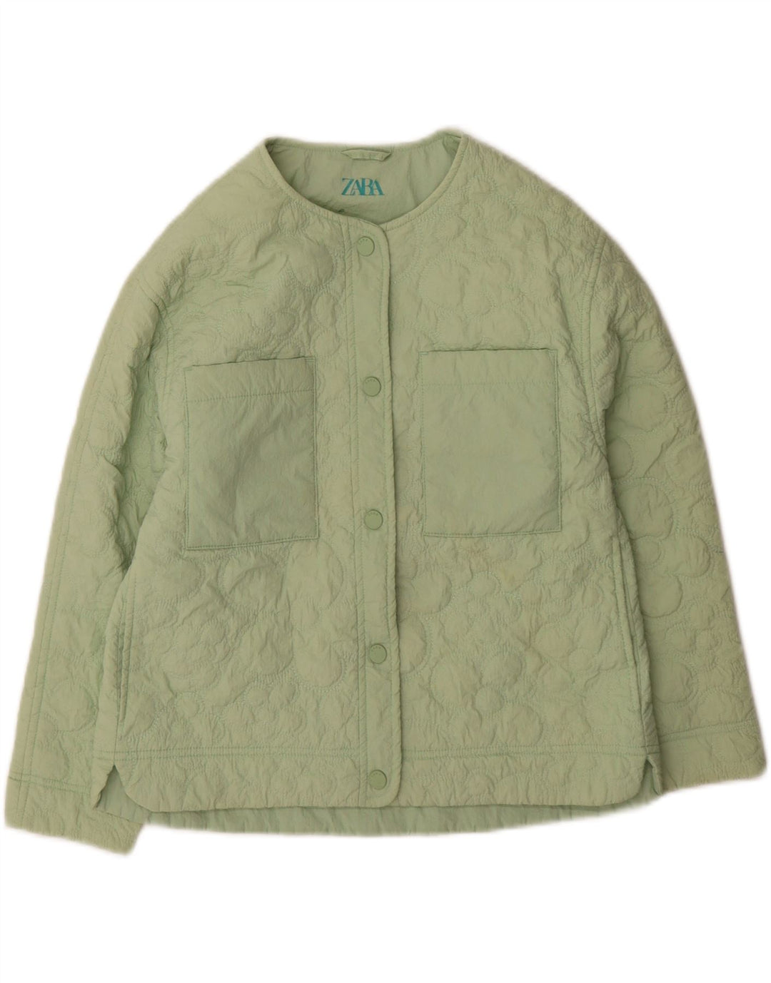 Zara Mujer Chaqueta Acolchada UK 4 XS Nylon Verde