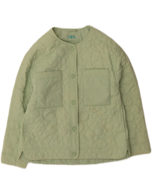 Zara Mujer Chaqueta Acolchada UK 4 XS Nylon Verde