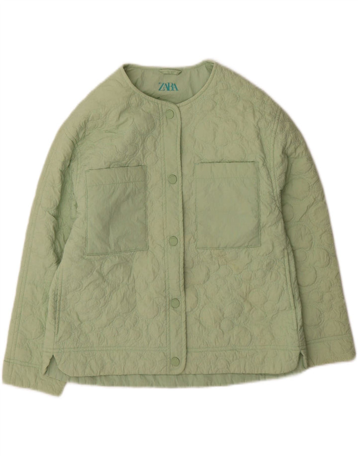 Zara Mujer Chaqueta Acolchada UK 4 XS Nylon Verde