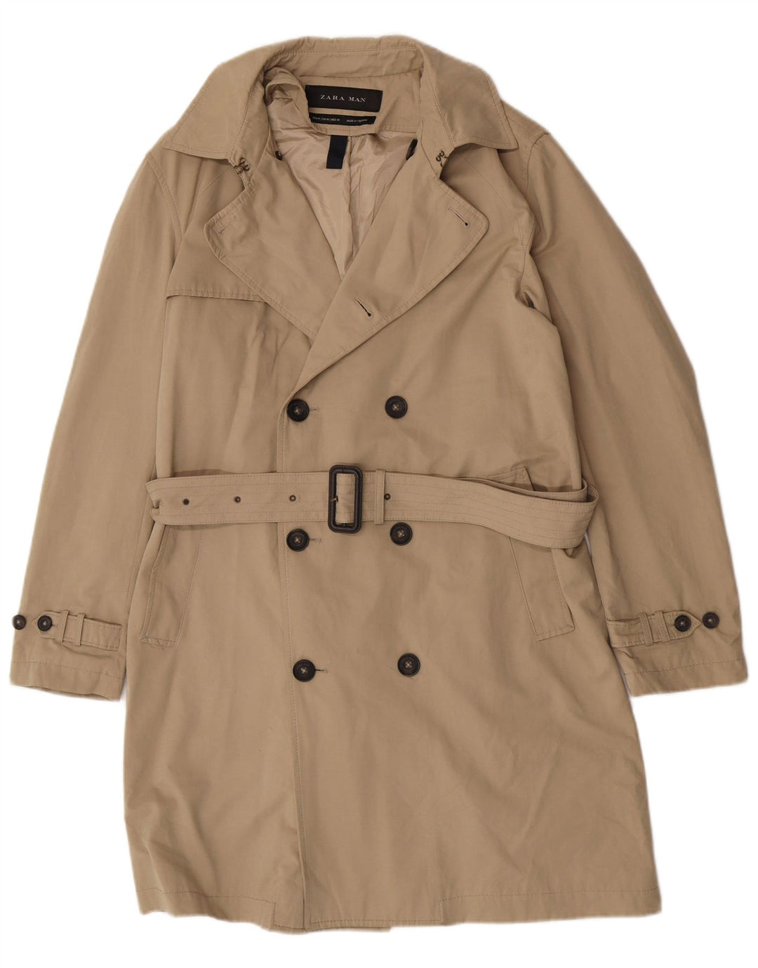 Zara Hombre Gabardina ES 38 Poliéster Beige Medio