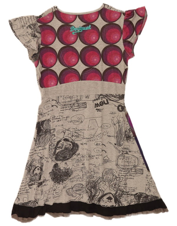 Desigual Vestido Gráfico A-Line para Mujer UK 42 Gris Medio