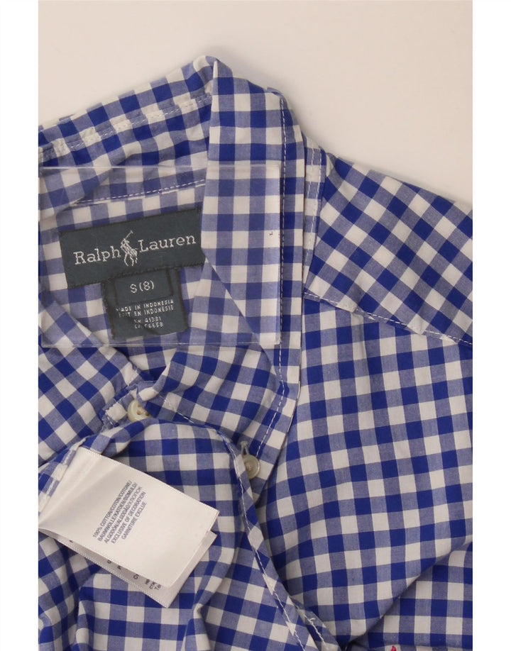 Ralph Lauren Camisa Niño 7-8 Años Pequeña Algodón Vichy Azul