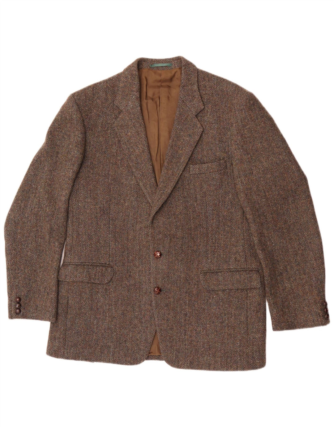 Harris Tweed Chaqueta tipo blazer de 2 botones para hombre Reino Unido 40 Lana de espiga marrón grande