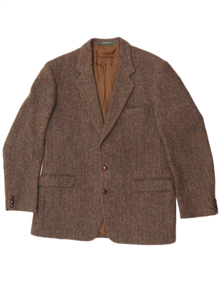 Harris Tweed Chaqueta tipo blazer de 2 botones para hombre Reino Unido 40 Lana de espiga marrón grande