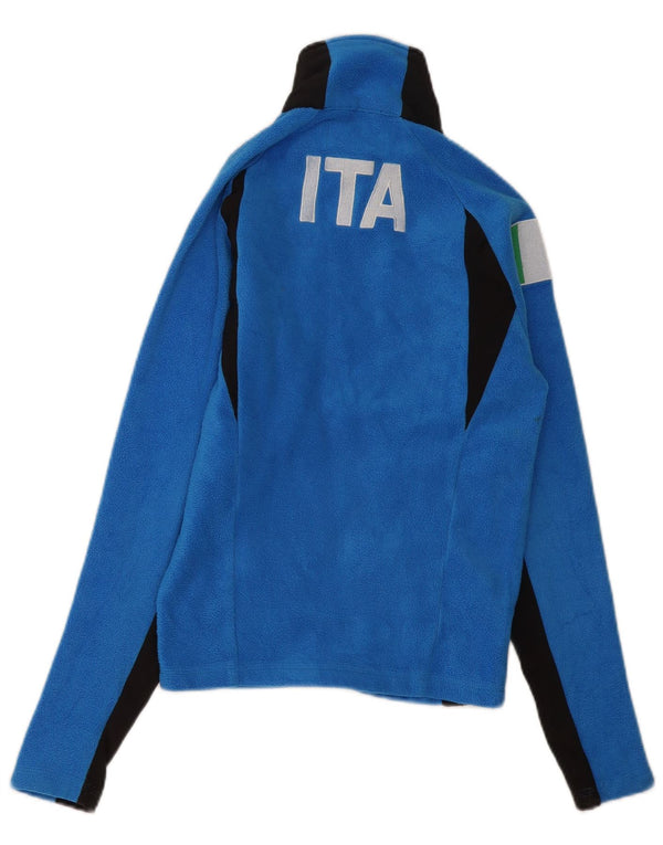 KAPPA Womens Italia Graphic Fleece Jacket UK 6 XS Blue Colourblock