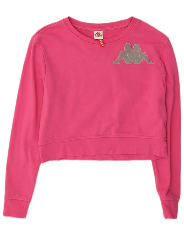 Kappa Mujer Crop Graphic Sudadera Jumper UK 10 Small Pink