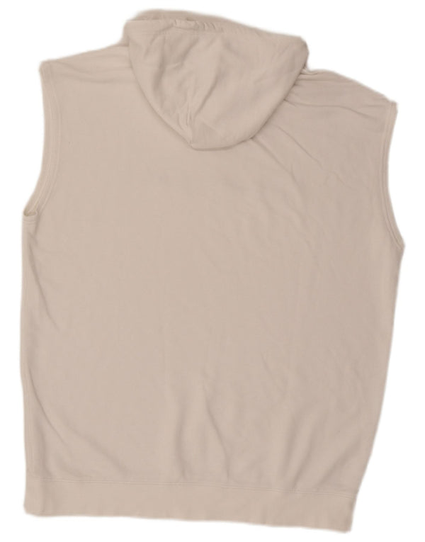 Champion Sudadera con capucha sin mangas para hombre, talla 2XL, algodón blanco