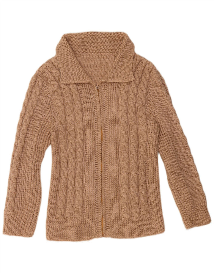 VINTAGE Mujer Cardigan Suéter Reino Unido 16 Grande Beige
