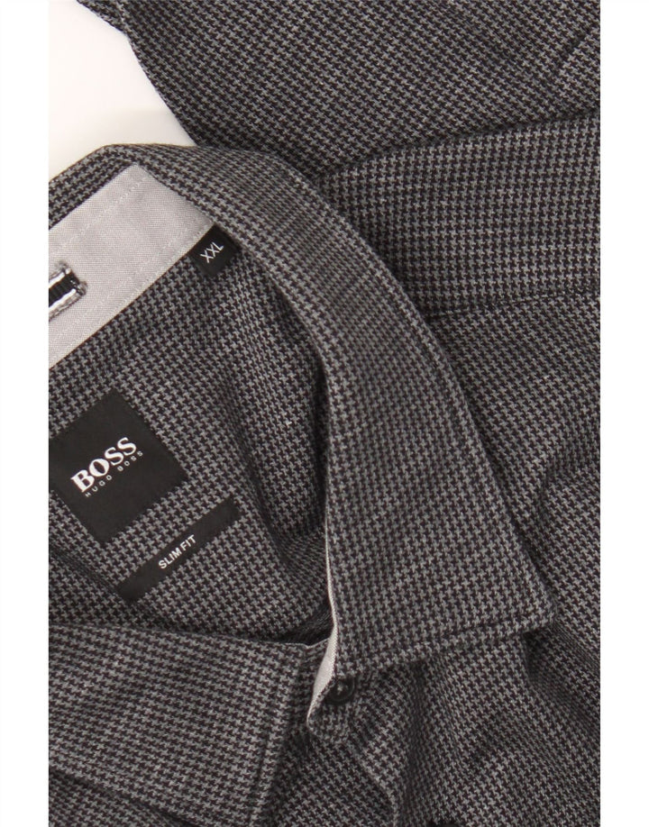 Camisa Hugo Boss Hombre Slim Fit 2XL Pata de Gallo Negra