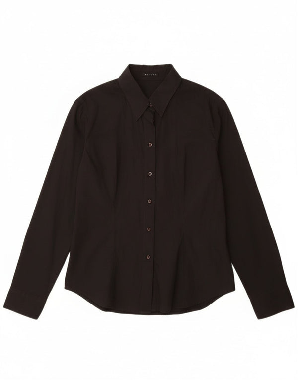Sisley Camisa para mujer UK 44 Grande Algodón negro