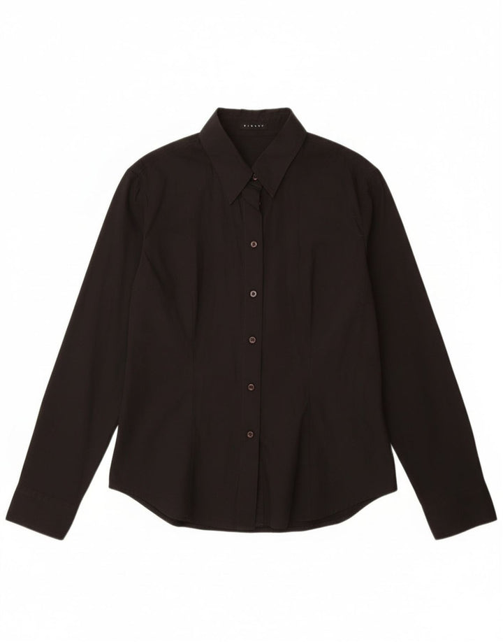Sisley Camisa para mujer UK 44 Grande Algodón negro