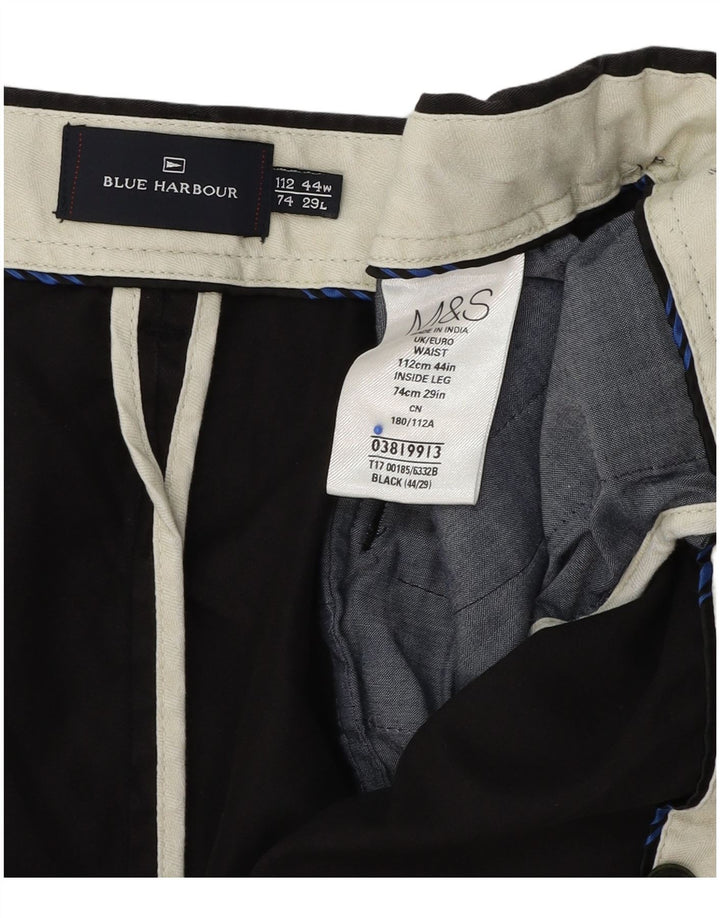Marks & Spencer Pantalón chino azul Harbor de corte regular para hombre W44 L29 Negro