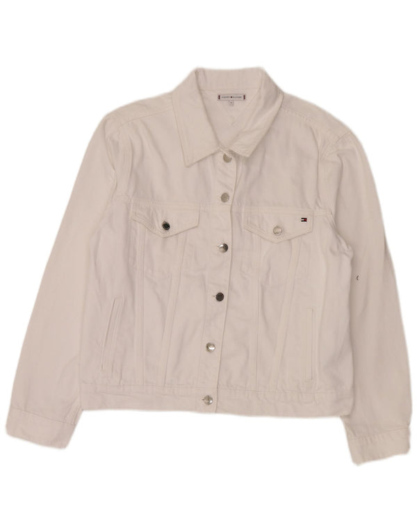 Tommy Hilfiger Chaqueta vaquera para mujer US 12 Grande Algodón blanco