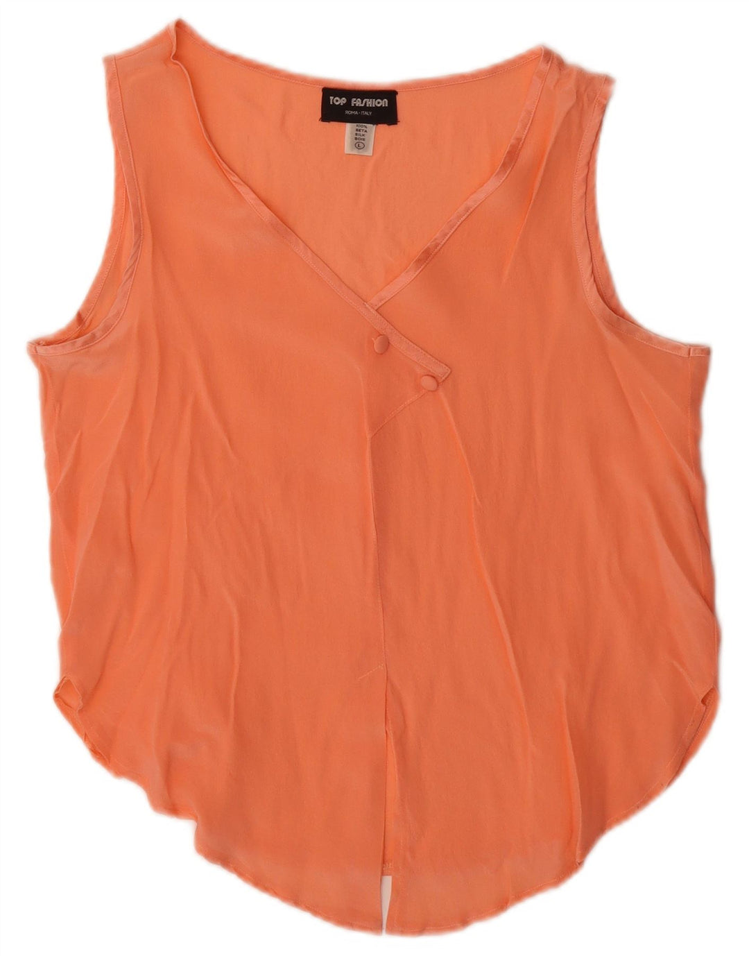 Vintage mujer chaleco top Reino Unido 14 seda naranja grande