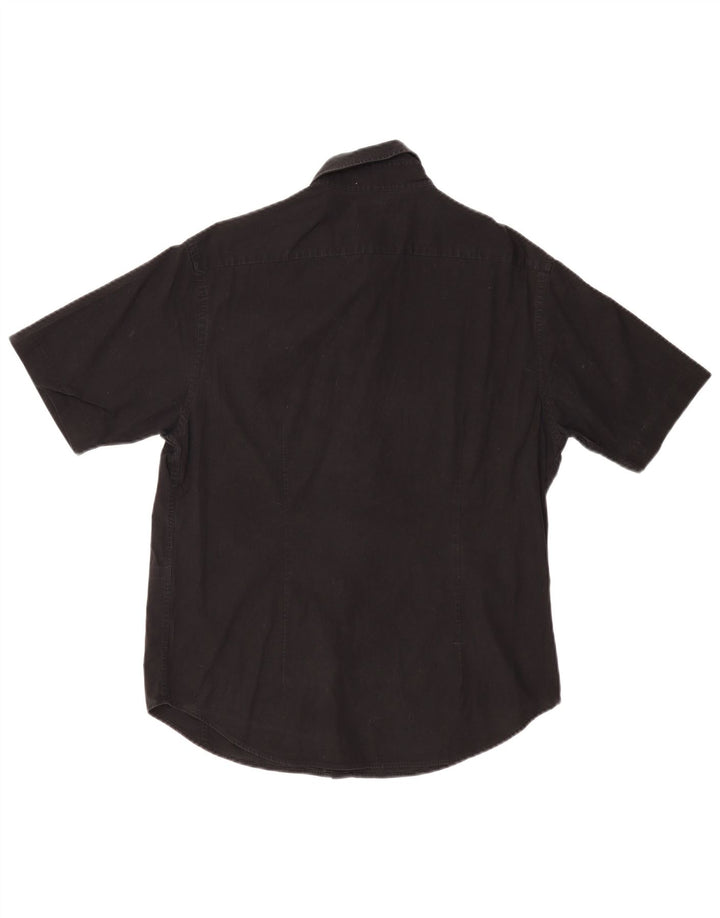 Ted Baker Camisa de manga corta para hombre Talla 4 Grande Algodón negro