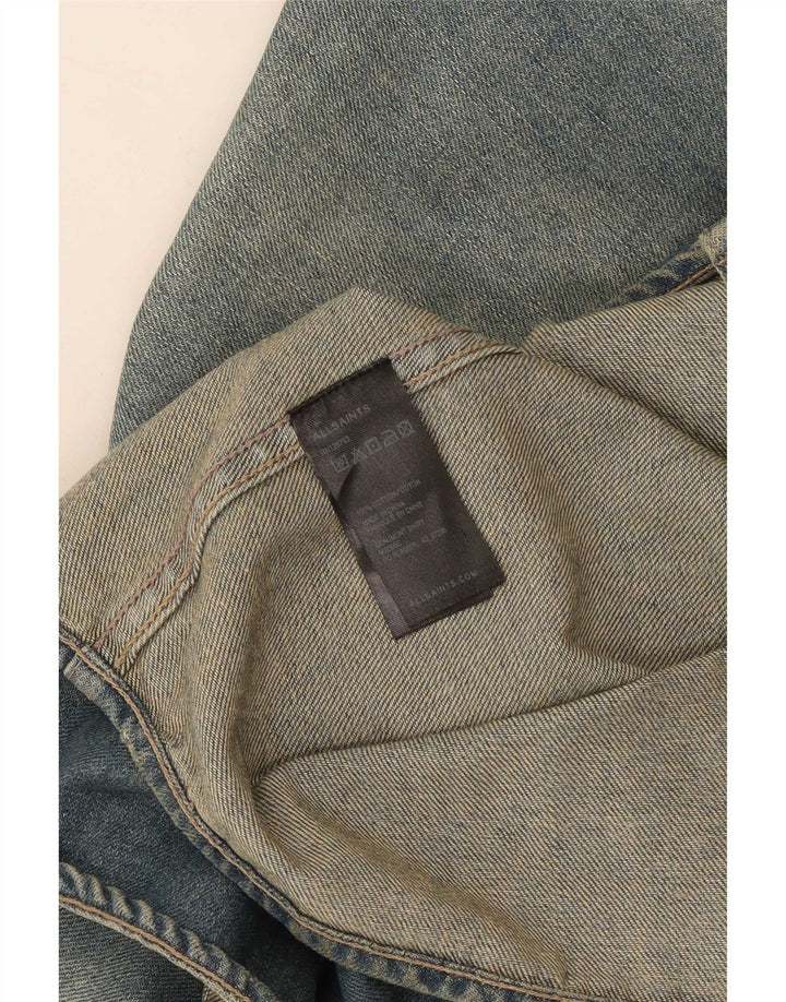 All Saints Hombre Camisa Vaquera Slim Fit Algodón Azul Medio