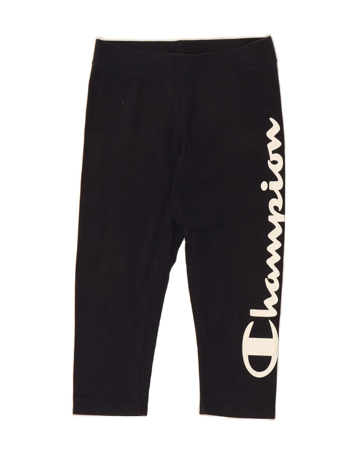 CHAMPION Womens Graphic Capri Leggings UK 10 Small  Navy Blue Vintage Champion and Second-Hand Champion from Messina Hembry 