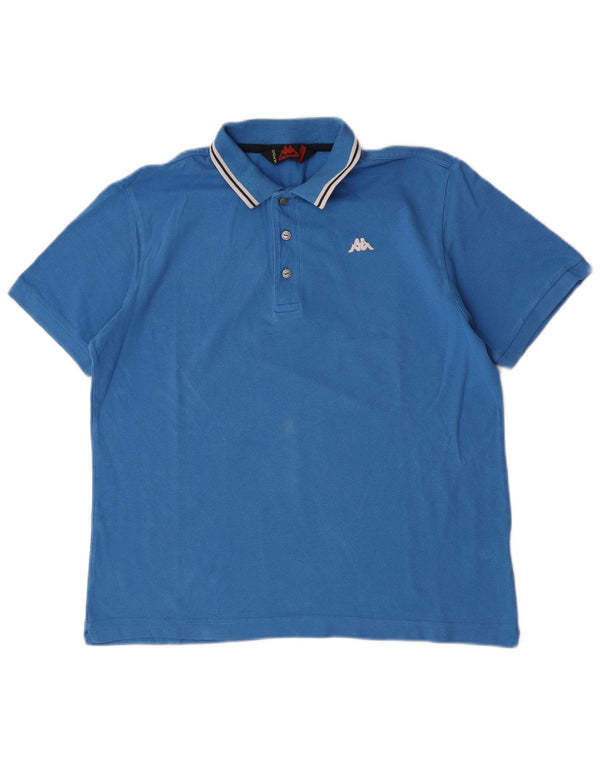 Polo Kappa Hombre Algodón Azul Medio
