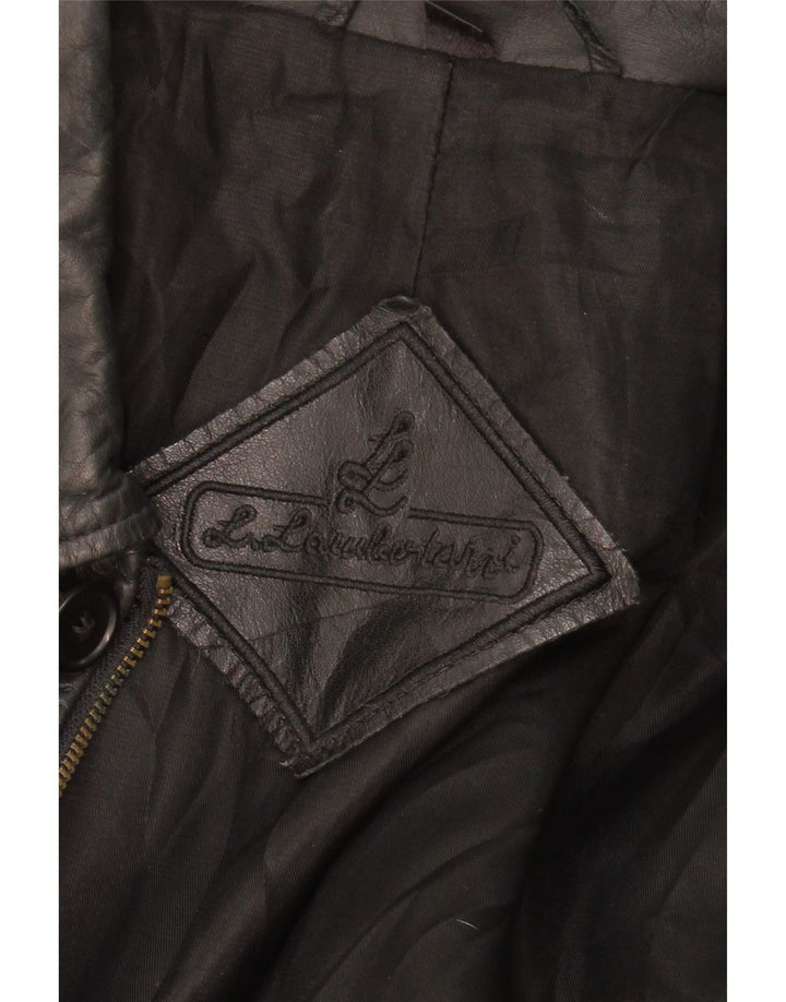 L.LAMBERTAZZI Mens Leather Jacket UK 40 Large Black Vintage L.Lambertazzi and Second-Hand L.Lambertazzi from Messina Hembry 