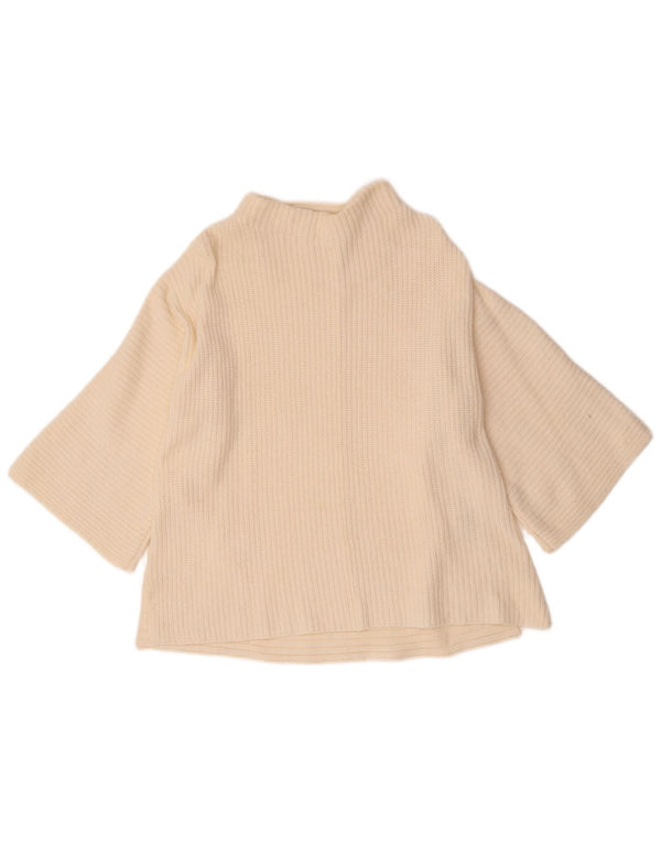 Marks & Spencer Suéter tipo jersey con cuello alto para mujer UK 10 Small Off White