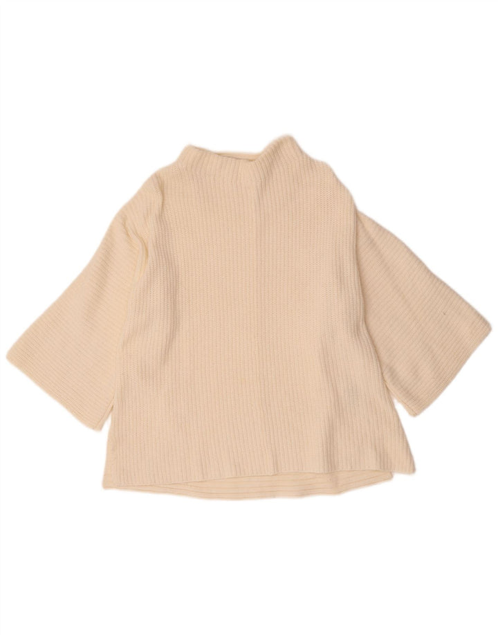 Marks & Spencer Suéter tipo jersey con cuello alto para mujer UK 10 Small Off White
