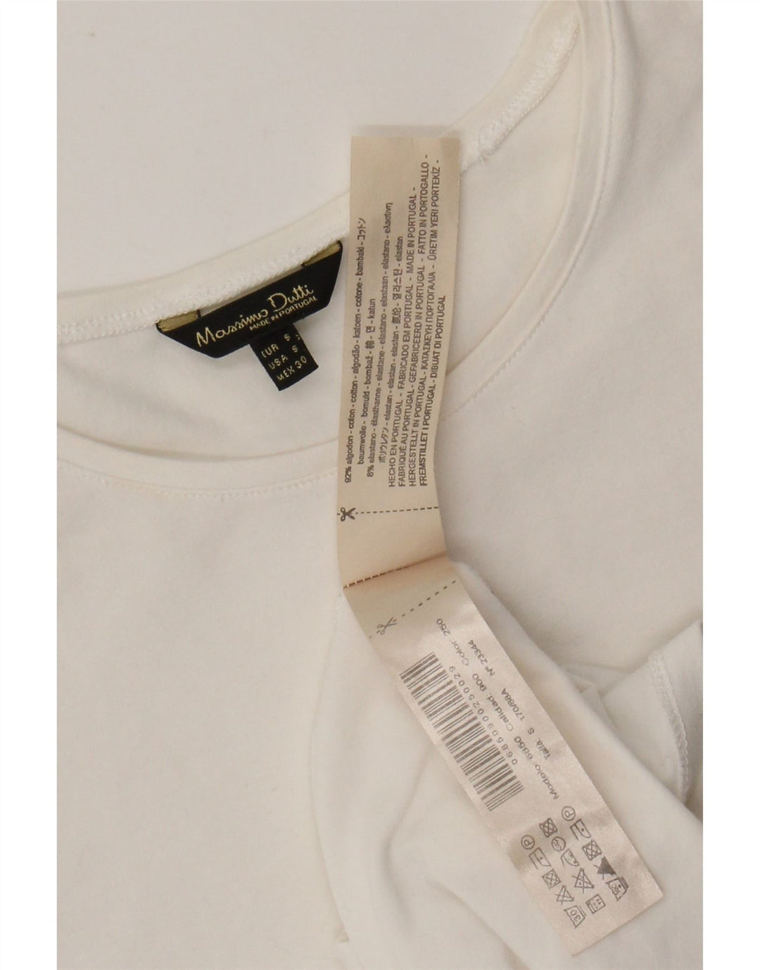 MASSIMO DUTTI Camiseta Mujer Top UK 8 Small Blanco Algodón