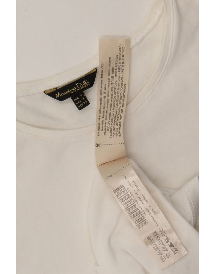MASSIMO DUTTI Camiseta Mujer Top UK 8 Small Blanco Algodón