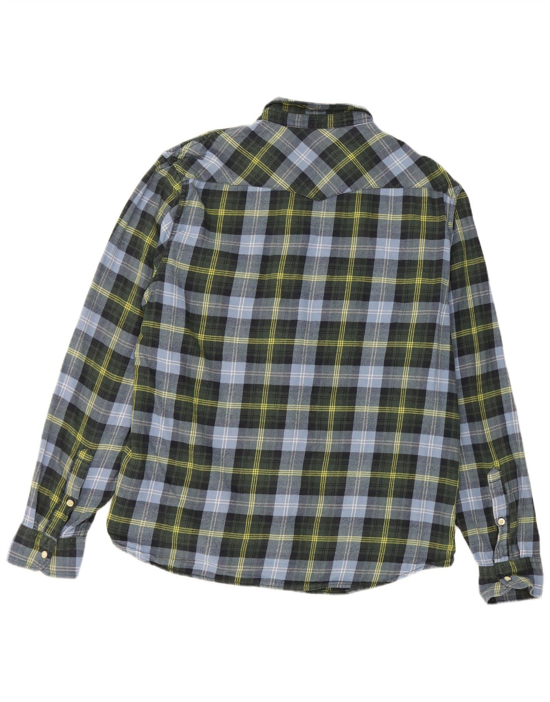 Camisa De Franela De Corte Entallado De Algodón A Cuadros Azul XL Lee Hombre