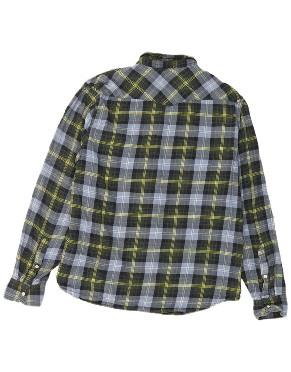 Camisa De Franela De Corte Entallado De Algodón A Cuadros Azul XL Lee Hombre